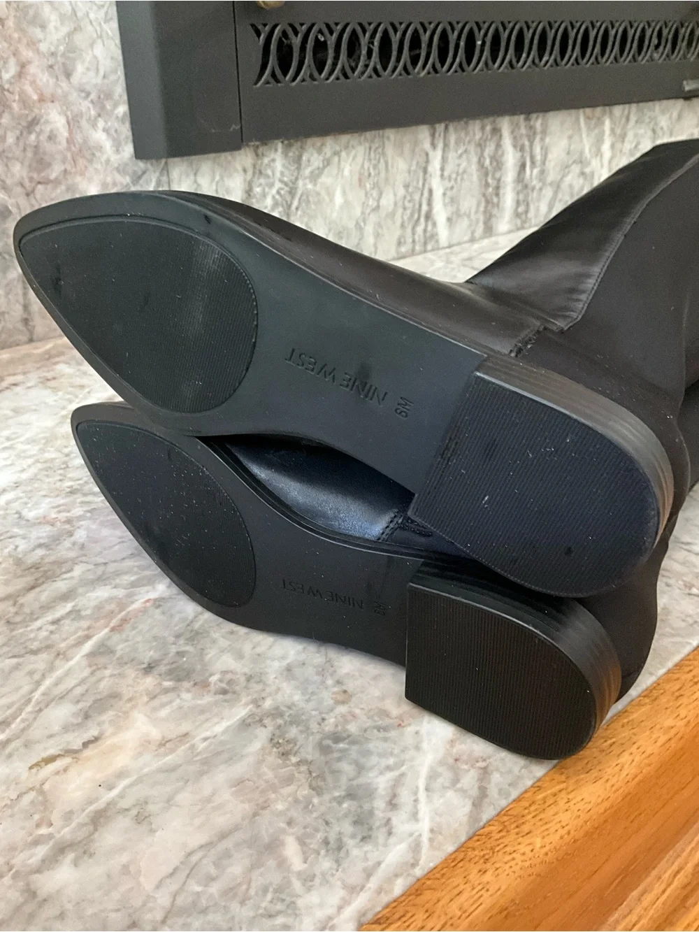 Nine West Black Knee High Smooth Leather Boots